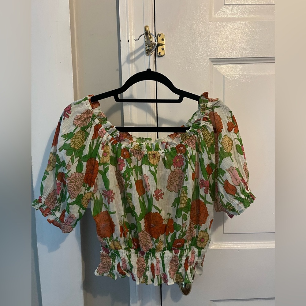 Olivia James Floral Crop Off-Shoulder Blouse